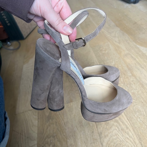 Maple 125 Taupe Suede Jimmy Choo Platform Heels - Picture 3 of 5